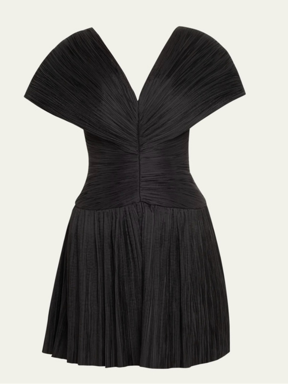 Simkhai Avarie Plisse Black Pleated Off-Shoulder Mini Dress